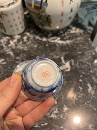 Eight Chinese blue and white wares, Kangxi and later