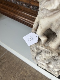 A fine Indian white marble parikha fragment with a Jain Thirthankara, probably Gujarat, 15th/16th C.