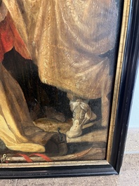 Prague school: The adoration of the magi, oil on panel, 17th C.