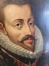 Flemish school: The Archdukes Albert and Isabella, oil on panel, 17th C.