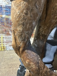 A large limewood sculpture of the crucified Saint Dismas, Germany, 16th C.