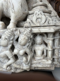A fine Indian white marble parikha fragment with a Jain Thirthankara, probably Gujarat, 15th/16th C.