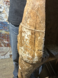 A large limewood sculpture of the crucified Saint Dismas, Germany, 16th C.