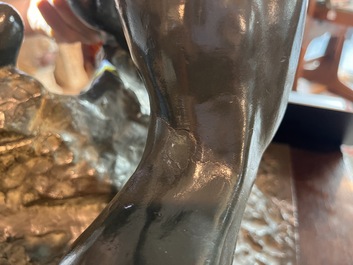 Jef Lambeaux (1852-1908): The wrestlers, green patinated bronze