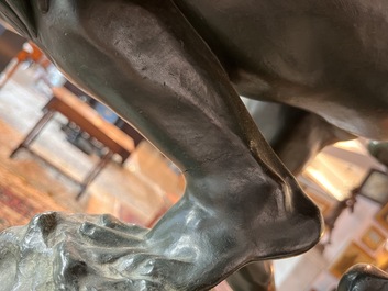 Jef Lambeaux (1852-1908): The wrestlers, green patinated bronze