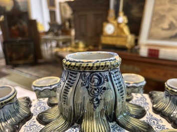 A polychrome French faience tulip vase, Saint-Cl&eacute;ment, 19th C.