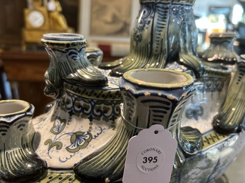 A polychrome French faience tulip vase, Saint-Cl&eacute;ment, 19th C.