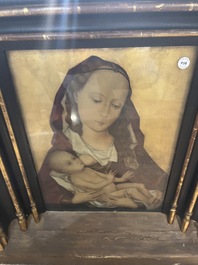 Vlaamse school, navolger van Hans Memling (1430-1484): Maria met Kind, olie op koper, 19de/20ste eeuw