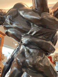 Jef Lambeaux (1852-1908): The wrestlers, brown patinated bronze, foundry mark 'G. Wins Fondeur Bruxelles'