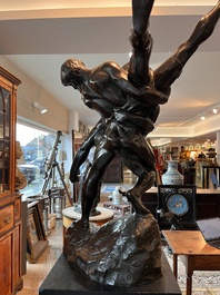 Jef Lambeaux (1852-1908): The wrestlers, brown patinated bronze, foundry mark 'G. Wins Fondeur Bruxelles'