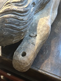 A large limewood sculpture of the crucified Saint Dismas, Germany, 16th C.