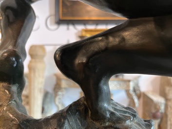 Jef Lambeaux (1852-1908): The wrestlers, green patinated bronze