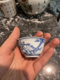 Eight Chinese blue and white wares, Kangxi and later