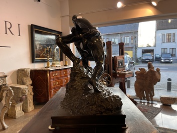 Jef Lambeaux (1852-1908): The wrestlers, green patinated bronze