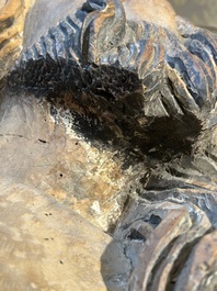 A large limewood sculpture of the crucified Saint Dismas, Germany, 16th C.