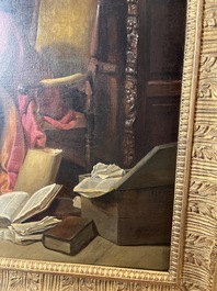 Joseph Geirnaert (1790-1859): 'Chez le notaire', oil on canvas, dated 1837