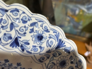 A blue and white Haarlem faience dish with 'The flight into Egypt', late 17th C.