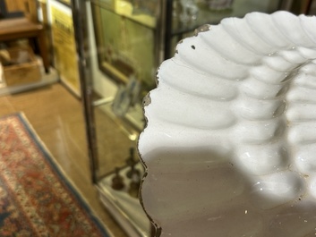 A blue and white Haarlem faience dish with 'The flight into Egypt', late 17th C.