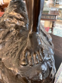 Jef Lambeaux (1852-1908): The wrestlers, brown patinated bronze, foundry mark 'G. Wins Fondeur Bruxelles'