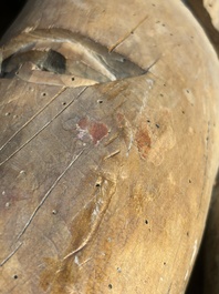 A large limewood sculpture of the crucified Saint Dismas, Germany, 16th C.
