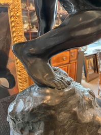 Jef Lambeaux (1852-1908): The wrestlers, brown patinated bronze, foundry mark 'G. Wins Fondeur Bruxelles'