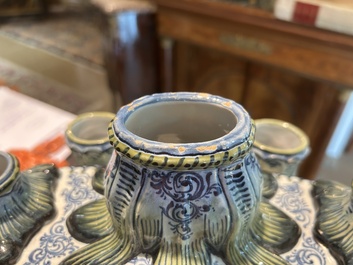 A polychrome French faience tulip vase, Saint-Cl&eacute;ment, 19th C.