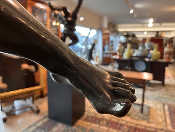 Jef Lambeaux (1852-1908): The wrestlers, green patinated bronze