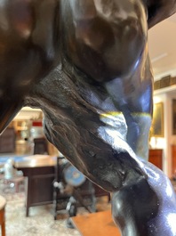 Jef Lambeaux (1852-1908): The wrestlers, green patinated bronze