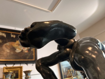 Jef Lambeaux (1852-1908): The wrestlers, green patinated bronze