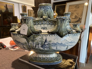 A polychrome French faience tulip vase, Saint-Cl&eacute;ment, 19th C.