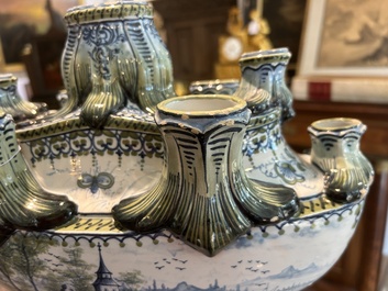 A polychrome French faience tulip vase, Saint-Cl&eacute;ment, 19th C.