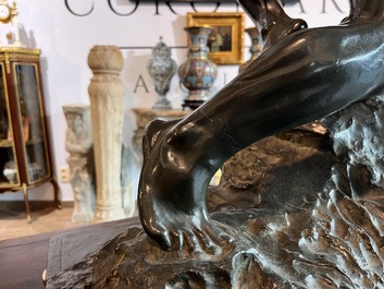 Jef Lambeaux (1852-1908): The wrestlers, green patinated bronze