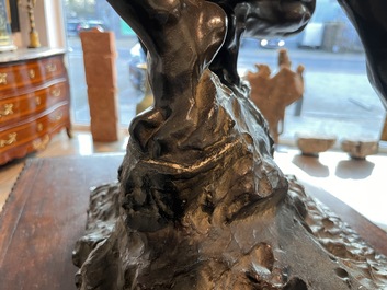 Jef Lambeaux (1852-1908): The wrestlers, green patinated bronze