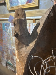 A large limewood sculpture of the crucified Saint Dismas, Germany, 16th C.