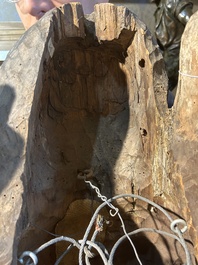 A large limewood sculpture of the crucified Saint Dismas, Germany, 16th C.