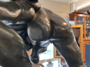 Jef Lambeaux (1852-1908): The wrestlers, green patinated bronze