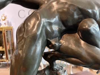 Jef Lambeaux (1852-1908): The wrestlers, green patinated bronze