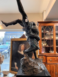 Jef Lambeaux (1852-1908): The wrestlers, brown patinated bronze, foundry mark 'G. Wins Fondeur Bruxelles'