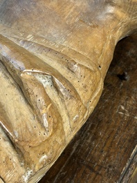 A large limewood sculpture of the crucified Saint Dismas, Germany, 16th C.