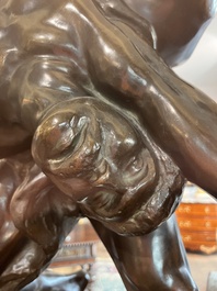 Jef Lambeaux (1852-1908): The wrestlers, brown patinated bronze, foundry mark 'G. Wins Fondeur Bruxelles'