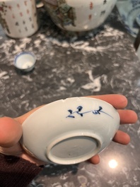 Eight Chinese blue and white wares, Kangxi and later