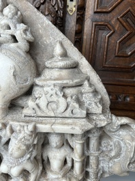 A fine Indian white marble parikha fragment with a Jain Thirthankara, probably Gujarat, 15th/16th C.