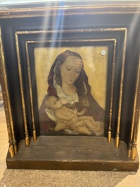 Vlaamse school, navolger van Hans Memling (1430-1484): Maria met Kind, olie op koper, 19de/20ste eeuw