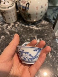 Eight Chinese blue and white wares, Kangxi and later
