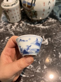Eight Chinese blue and white wares, Kangxi and later