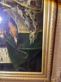 Ad&egrave;le Evrard (1792-1889): Hunting still life with grapes and poultry, oil on panel, dated 1820