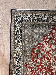 A Persian Qom (Qum/Ghom) silk rug with 'Mihrab' design, 20th C.