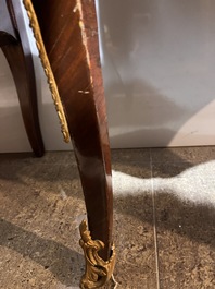 Jean-Charles Ellaume (1714 &ndash; 1763) and Antoine Nicolas: A small Louis XV marquetry chest of drawers with gilt bronze mounts and red marble top