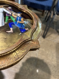 Two Limoges enamel plaques and a pax with religious subjects, 19th/20th C.