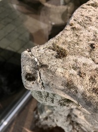 A pair of carved stone pedestals in the Neo-Renaissance style, 19th C.